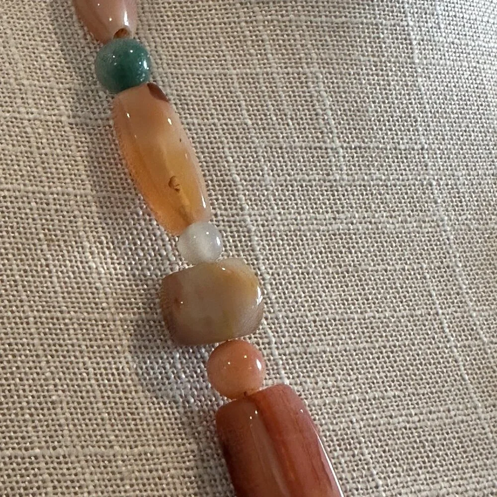 Vintage Polished Gemstone Bead Necklace